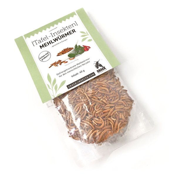Essbare Insekten: MEHLWÜRMER - Inhalt 40 Gramm