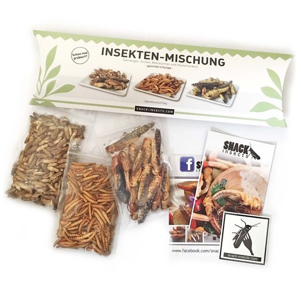 Essbare Insekten MISCHUNG - Heuschrecken, Grillen & Mehlwürmer - Inhalt 25 Gramm