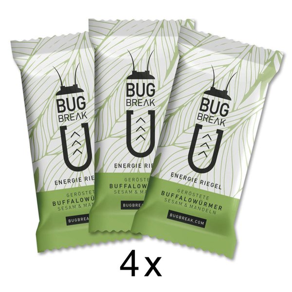 4x Bug-Break INSEKTENRIEGEL je 36g - Power Insekten Riegel Bugbreak